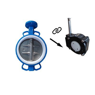 Válvula borboleta revestida com PTFE tipo wafer DN200